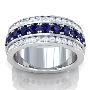 Luxurious Half Eternity Diamond And Blue Sapphire Round
