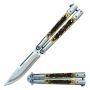 Clip Point Creature Comforts Stag Butterfly Balisong Knife F
