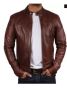 Brown Mens Leather Bomber Jacket