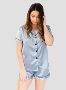 Chic Dusty Blue Pajama Set for a Stylish Bridal Look |