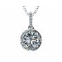Sterling Silver Halo CZ Pendant with Adjustable Box Chain 