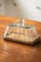 Clear Glass Butter Dish with Wooden Base / Transparent