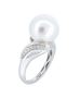 Elegant 18K White Gold Pearl Ring w/ Diamonds
