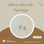 Silver aircraft earrings