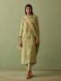 Shop Green Linen Kurta Set For Women Online At Manan