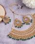 Indian Style Maang Tika Kundan Green Beads Necklace Set 