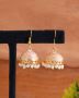 Handmade Mina Jhumka Earrings in Peach with Gold Color