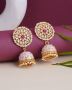 Handmade Jaipur Kundan Mina Earrings in Pink Color