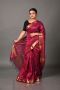 Buy Dark-Pink Golden Design Bhagalpuri Silk Saree - Poridheo