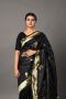 Buy an Exquisite Black Lichi Silk Saree from Poridheo online