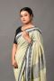 Best Off-White Black Design Khadi Cotton Saree in India
