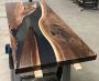 Black Epoxy Dining Table Top Handmade Wooden Furniture 