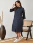 Polka Dot Knee Length Denim Shirt Dress – The Kaftan Company