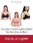 Women T-shirt lightly padded Bra - Navy Rose Skin | Pack of 