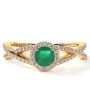 Round Emerald Halo Ring with Intertwined Band (0.93cttw)