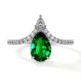 Emerald Astrological Jewelry Chevron V-Shaped Diamond Ring