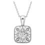 Sterling Silver .05 Ctw Natural Diamond Filigree Necklace