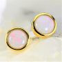 *BRIGHT COLOR 18KT GOLD PLATED AUSTRALIAN WHITE OPAL STUD EA