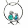 * A PAIR OF LOVE DOVES STERLING SILVER AUSTRALIAN OPAL NECKL