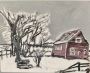 Old Winter Snow Barn & Trees Scene GG – 5” x 7” Canvas Paint