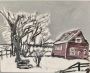 Old Winter Snow Barn & Trees Scene GG – 5” x 7” Canvas Paint