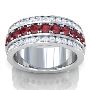 1.46cttw Diamond and Ruby Half Eternity Round Prong Ring