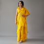 Mustard Solid Ruffled Sari – Elevate Your Style Today!