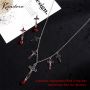 Kandere Halloween Red Drop Bat Necklace Set for Women 