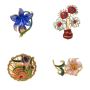 LEWIS SEGAL Vibrant Vintage Enamel Flower Brooches