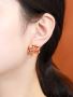 LEWIS SEGAL 3D 4-petal Enamel Flower Earrings with Rhineston