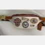 Coach Charter Belt Bag 7 in Pebble Leather with Patches Whit