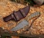 Hammered Damascus Steel Custom Handmade Hunting Skinning Kni
