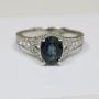 Pave set deep blue Sapphire Prong Set Ring