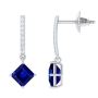 Sapphire Linear Drop Earrings With Round Diamond Accents