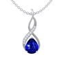 Natural Blue Sapphire Pear with Round Diamonds