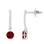 Ruby Dangling Studs With Round Diamonds