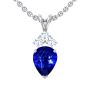 Blue Sapphire Pendant with Three Round Diamonds