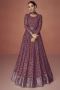 Mauve Anarkali Suit in Georgette with Embroidered