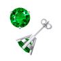 Timeless Round Cut Emerald Earrings with Three Prong Martini