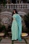 Buy Elegant Green Organza Embroidered Draped Skirt Saree Set