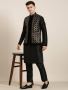 Black Jacquard Layered Jacket Set