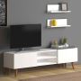 Modern Plane TV Stand for Living Room with Wooden Legs - The