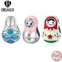 BISAER 925 Sterling Silver Three Colors Russian Doll Charm B