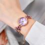 FLEUR Light Purple Dial Flower Chain Bracelet Watch