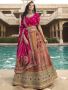 Buy Magnific Orange-Pink Embroidered Banarasi Bridal Lehenga