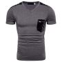 Mens Summer Casual Short Sleeve Henleys T-Shirt. Single Butt