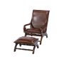 BALI TEAK COLLECTIVE - HENDRIK LEATHER LAZY CHAIR + STOOL 