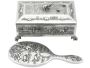 Antique Silver Jewellery Casket and Hand Mirror Circa 1890 Antique Silver Jewellery Casket and Hand Mirror Circa 1890