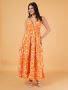 Tropical Print Crepe Midi Dress for Women – Shop Trendy Styl