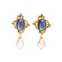 LEWIS SEGAL LUXURY CZECH COLORED STONES PEARL DROP EARRINGS